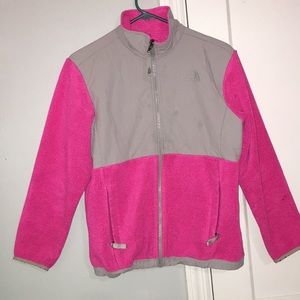 girls large pink and grey north face